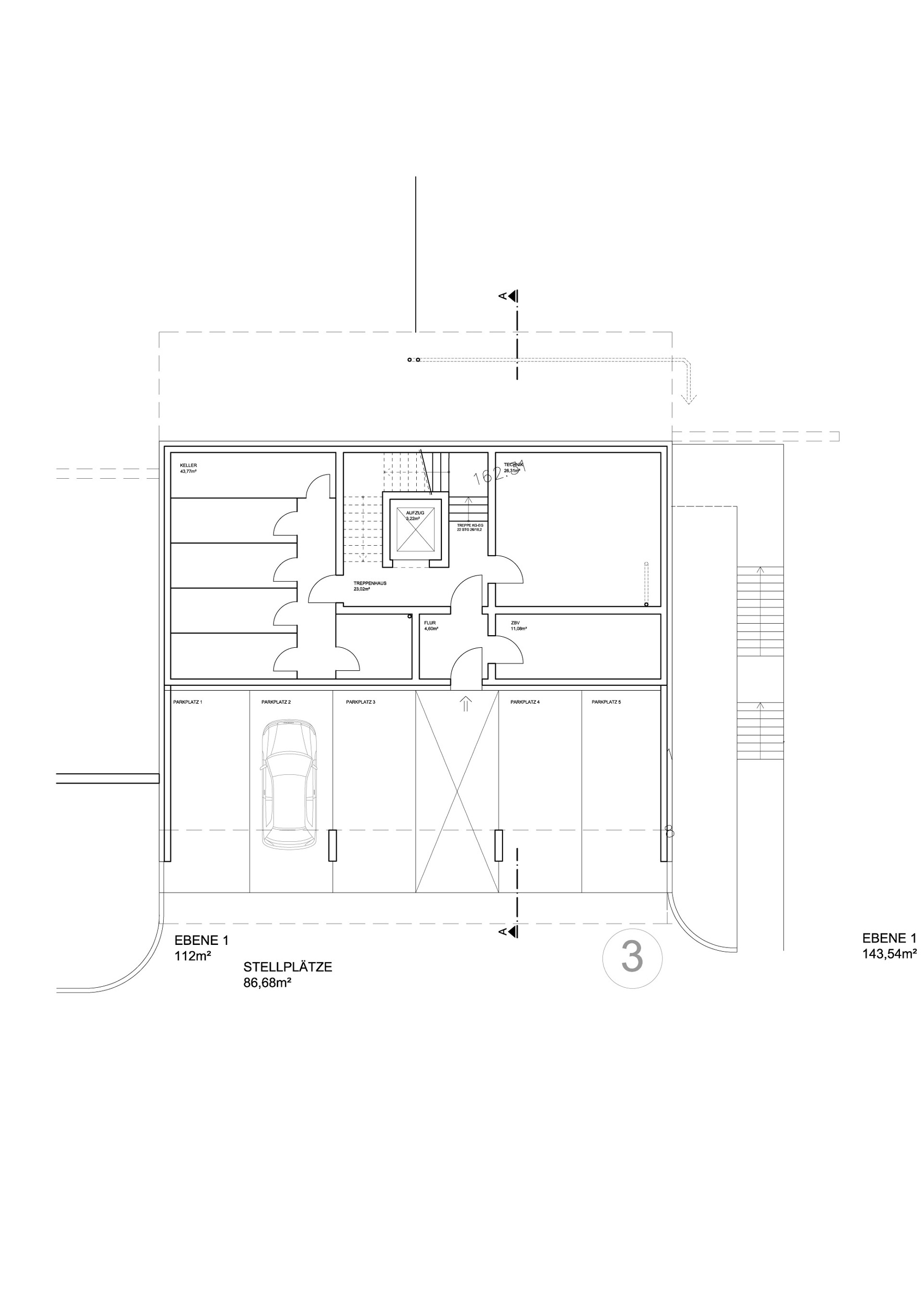 Haus 3 Ebene 1 – Grundriss